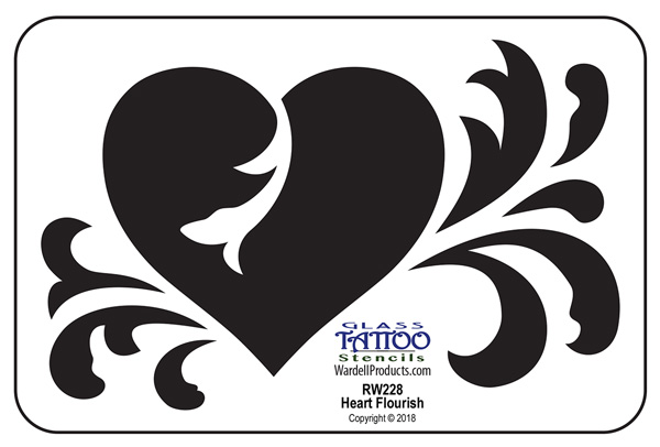 RW228-Heart Flourish Stencil Design