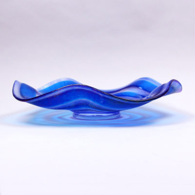 Blue Rings Bowl (side view) created on the B210 Flutter Mold (SQ)