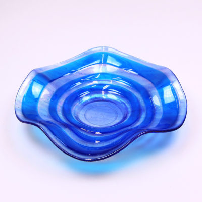 Blue Rings Bowl (top view) created on the B210 Flutter Mold (SQ)