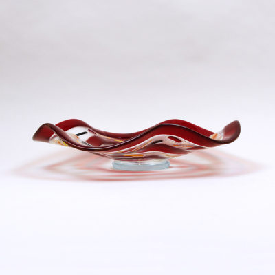Red Swirls Bowl (side view) created on the B210 Flutter Mold (SQ)